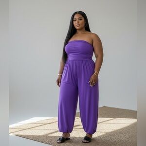 Purple Strapless Jumpsuit